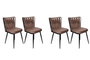 Hanah Home Kuśaklı-233 V4 Juego de 4 Sillas de Terciopelo y Metal, Marron Claro y Negro